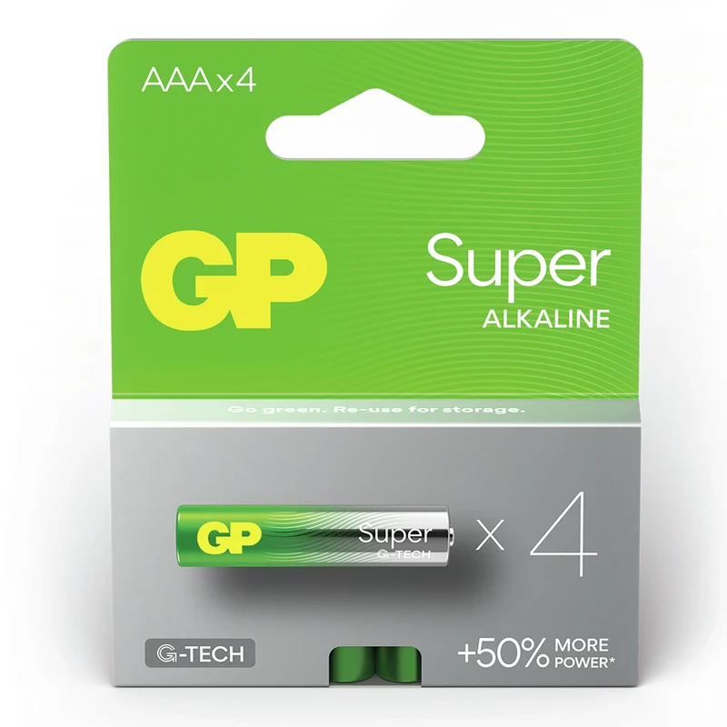 GP Super Alkaline AAA | LR03 - Multipack - 4 Pièces - 1.5 V - 1100 mAh Batterie