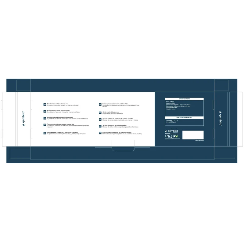 GEMBIRD - Clavier - KBUM107 - Filaire - USB-A