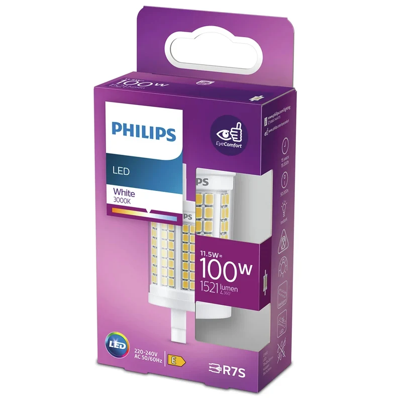 PHILIPS - Light Tube - R7s - 100 W - 1521 Lumen - 3000 K - Bright - Reflector Spot