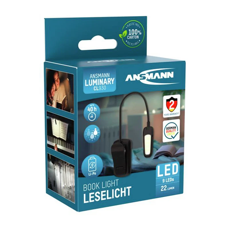 ANSMANN - Lampe torche - Liseuse - CL930 - 22 lumens - Noire - Rechargeable