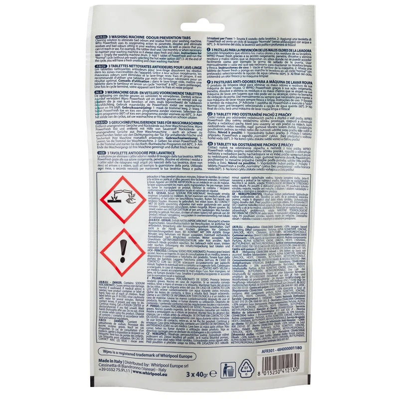 WPRO Nettoyeur pour machine à laver AFR301 - Multi Pack - Tablette