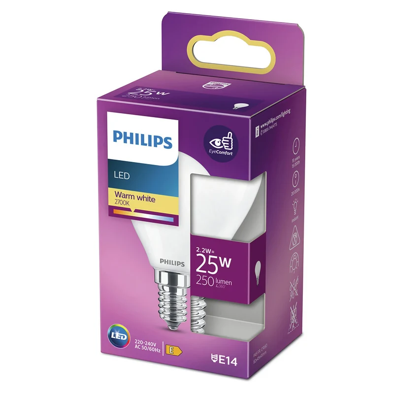 PHILIPS - Light Bulb - E14 - 25 W - 250 Lumen - 2700 K - Frosted - Bulb