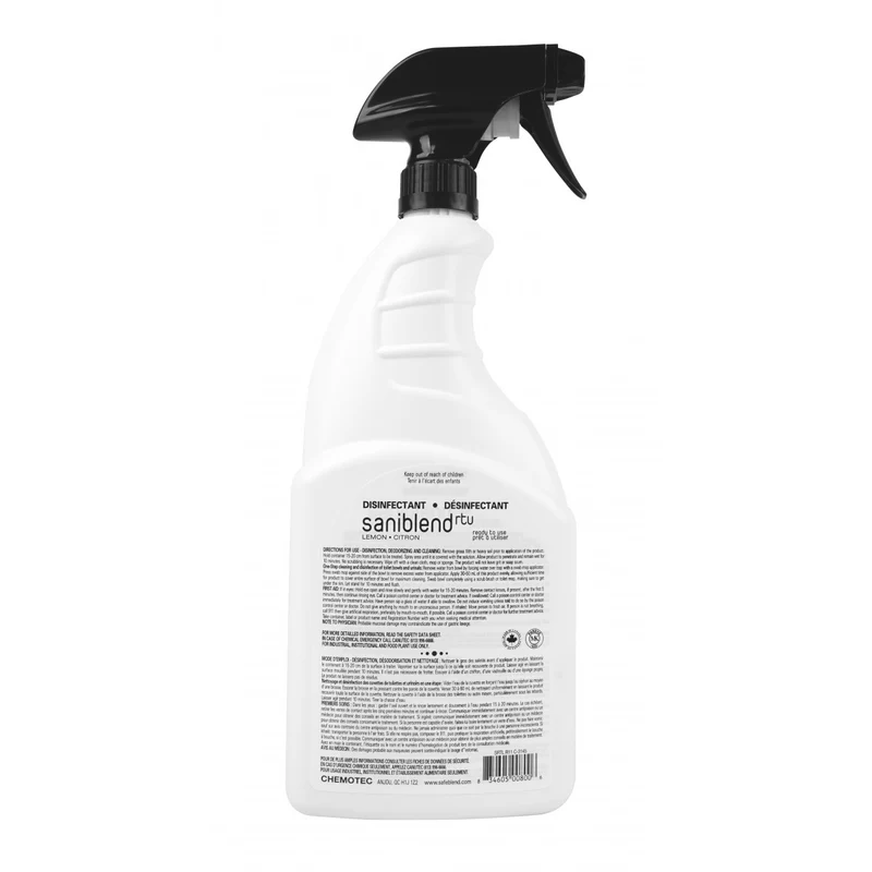 Cleaner - Deodorizer - Disinfectant - Ready to Use - Lemon - Saniblend RTU - 1.1 L (0.29 gal)