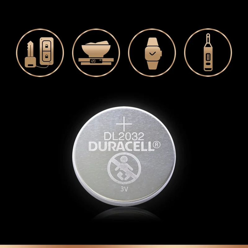 DURACELL Lithium CR2032 - Multipack - 4 Pièces - 3 V - 220 mAh - Cellule bouton