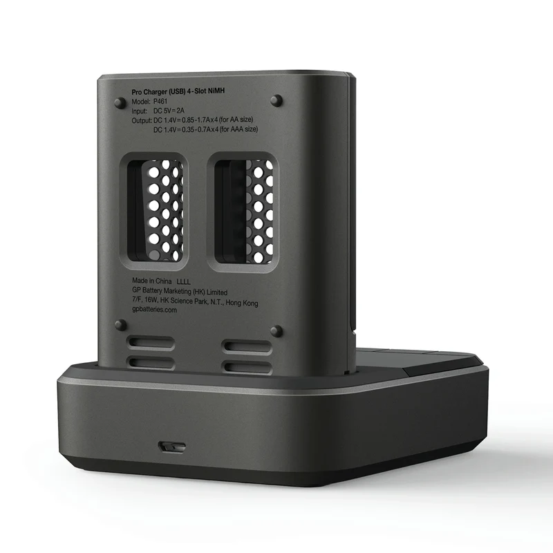 GP NiMH - Recyko - Fast Charger Dock USB AA | HR6 - Multipack - 4 Pièces + Chargeur + USB Câble - 1.2 V - 2100 mAh - Rechargeable Batterie