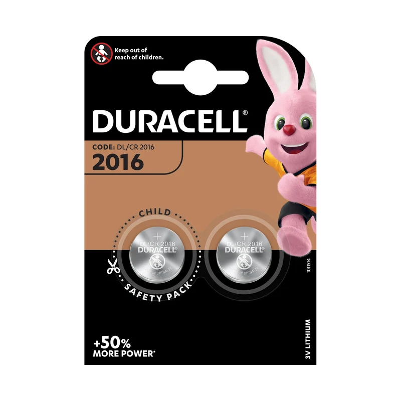 DURACELL Lithium CR2016 - Pack duo - 3 V - 90 mAh - Cellule bouton