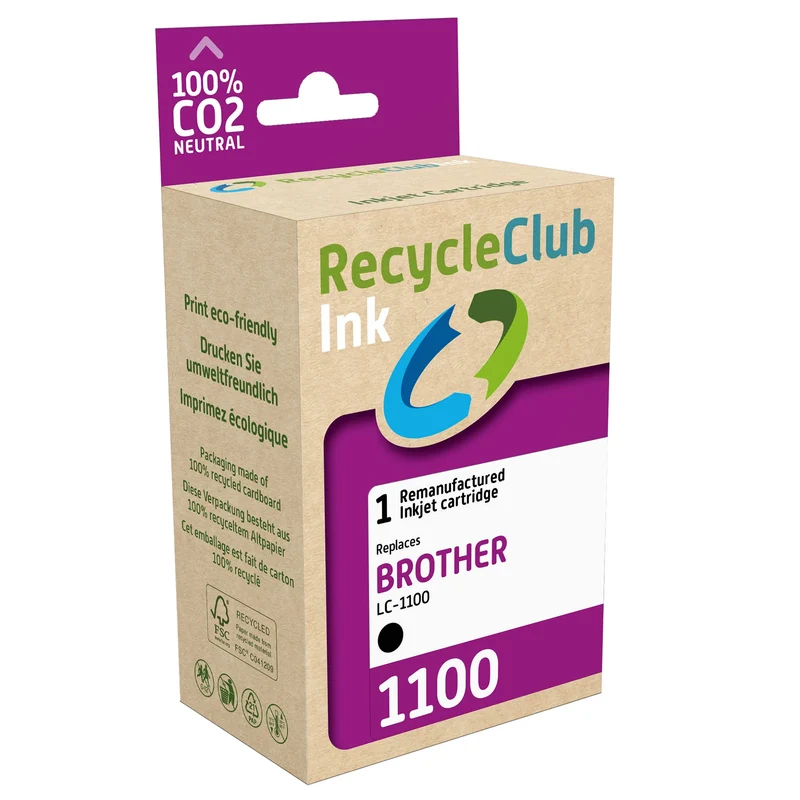 RECYCLECLUB Cartouche d'encre LC1100BK - Noir - Remplace Brother