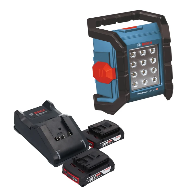 Bosch GLI 18V-1200 C Professional Projecteur de chantier sans fil 18 V 1200 lm + 2x batterie 2,0 Ah + chargeur