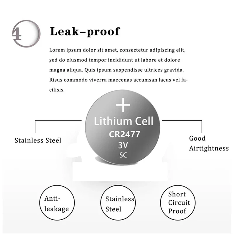 5pcs CR2477 3V lithium button battery for Computers, cameras, digital cameras, pdas, remote controls