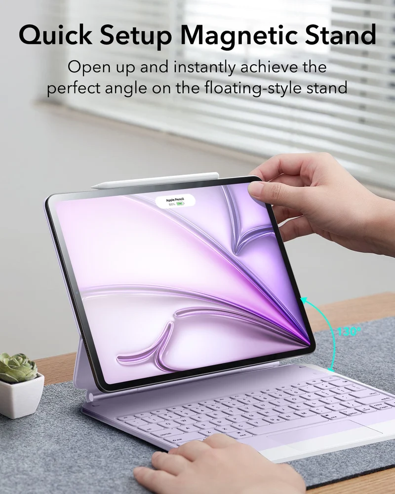iPad Air 13” (M4) 2026 Rebound Magnetic Keyboard Case - US Layout-Purple