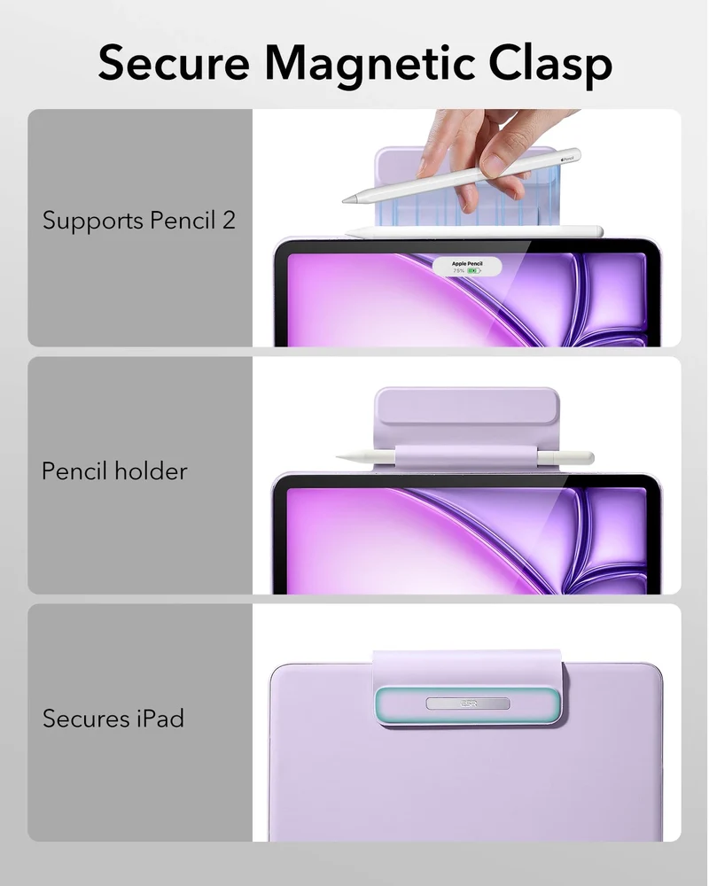 iPad Air 13” (M4) 2026 Rebound Magnetic Keyboard Case - US Layout-Purple