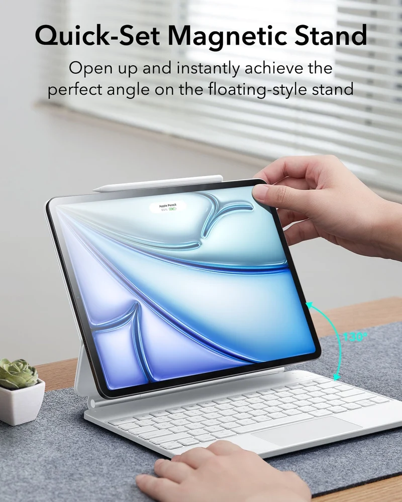 iPad Air 13” (M4) 2026 Rebound Magnetic Keyboard Case - US Layout-White