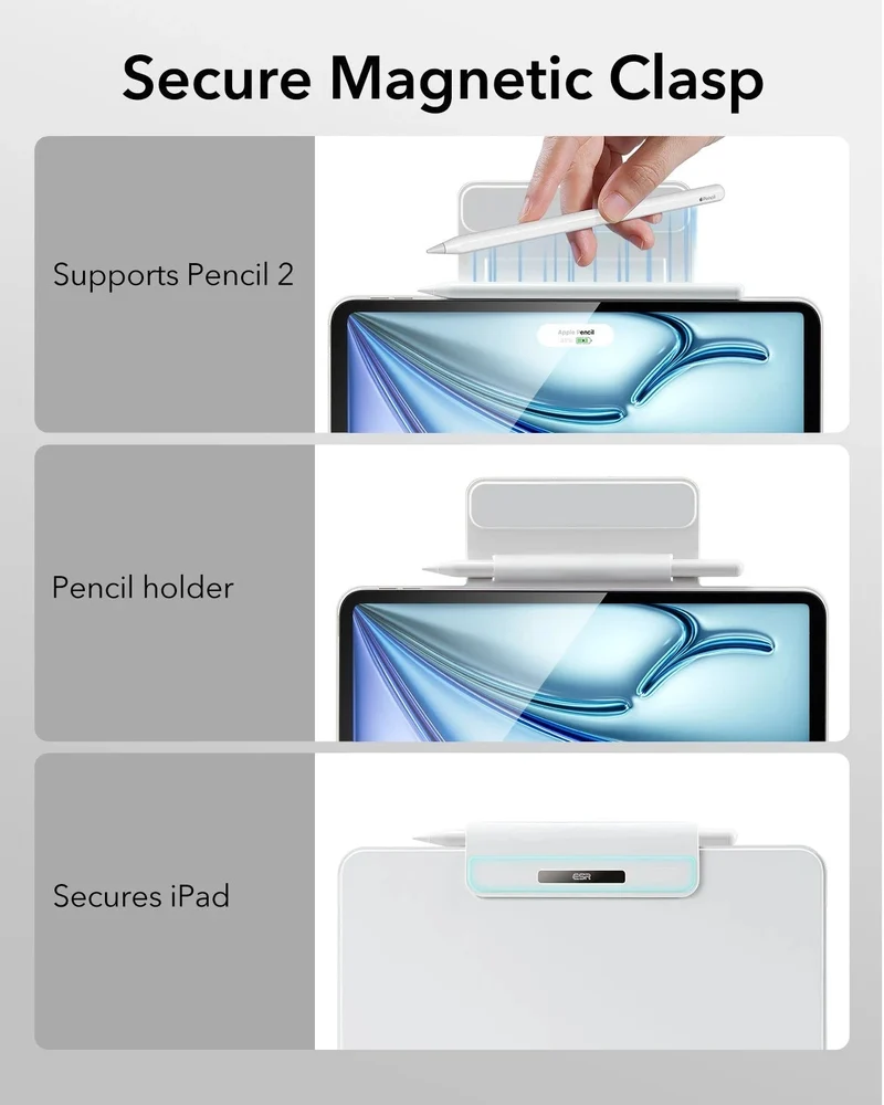 iPad Air 13” (M4) 2026 Rebound Magnetic Keyboard Case - US Layout-White