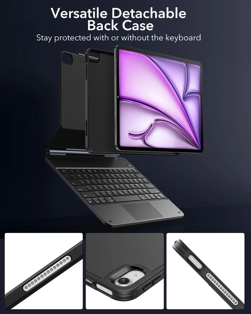iPad Air 13" (M4) 2026 Bundle Rebound Magnetic Keyboard Case 360, Armorite & Paper-Feel Screen Protectors - US Layout-Black