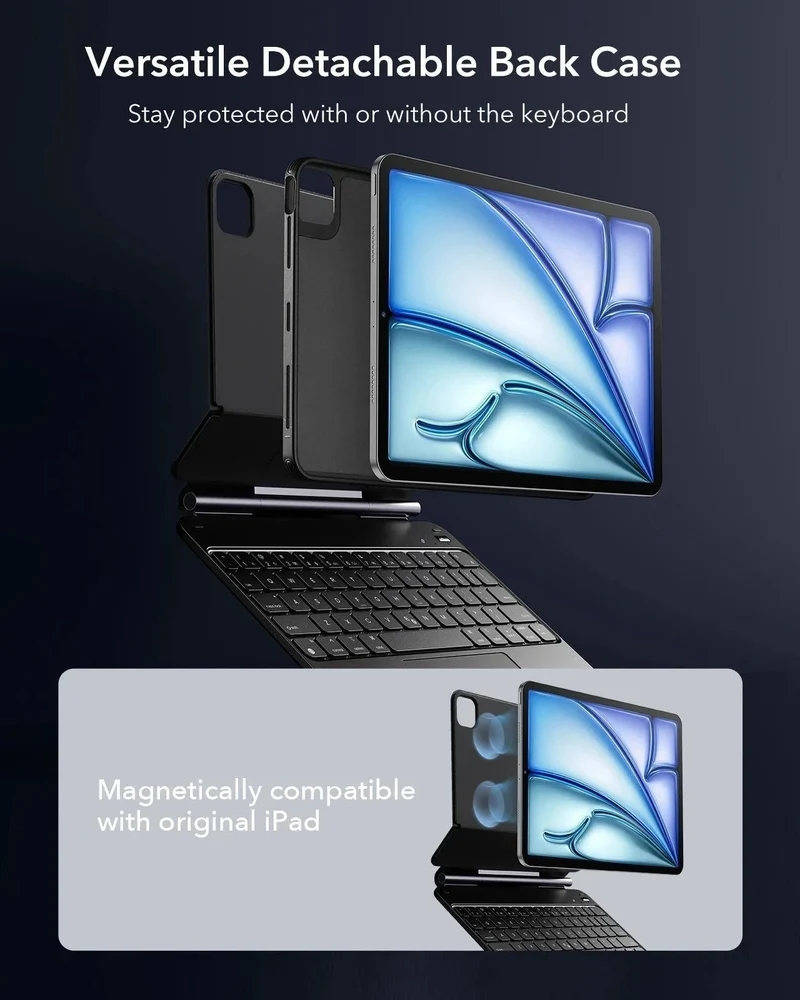 iPad Air 11" (M4) 2026 Rebound Magnetic Keyboard Case 360 - US Layout-Black