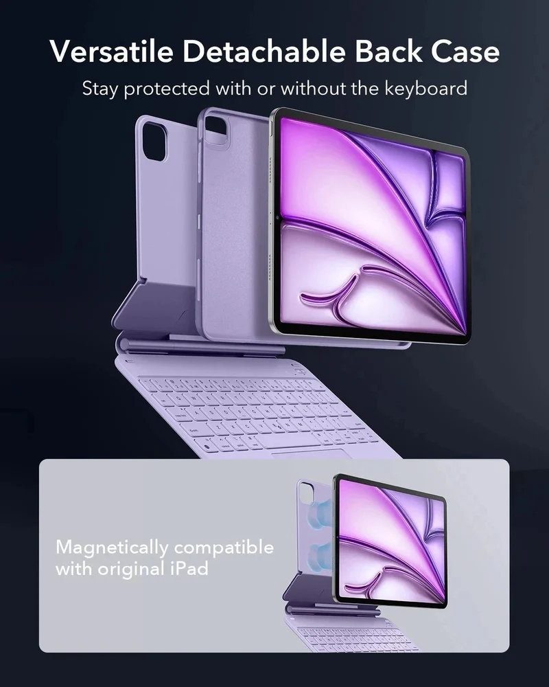 iPad Air 11" (M4) 2026 Rebound Magnetic Keyboard Case 360 - US Layout-Purple