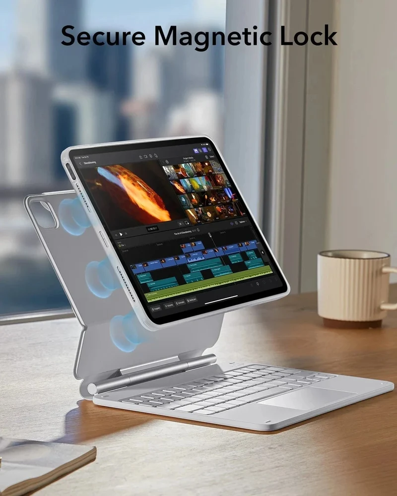 iPad Air 11" (M4) 2026 Rebound Magnetic Keyboard Case 360 - US Layout-White