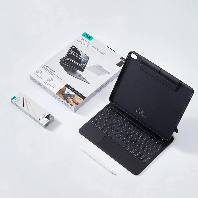 iPad Air 11" (M4) 2026 Bundle Rebound Magnetic Keyboard Case 360 & Digital Pencil-US Layout-Black