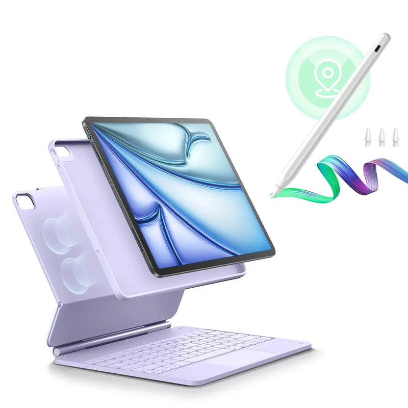 iPad Air 11" (M4) 2026 Bundle Rebound Magnetic Keyboard Case 360 & Digital Pencil-US Layout-Purple
