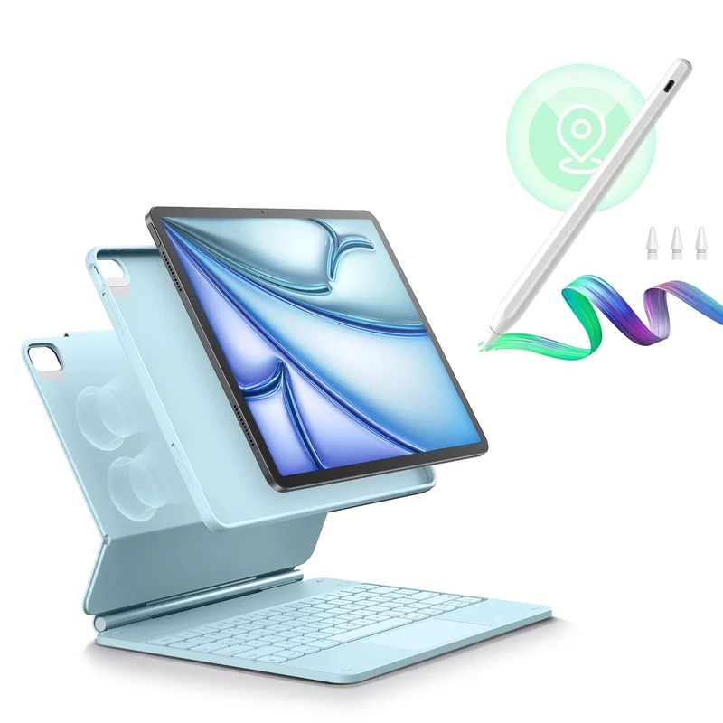 iPad Air 11" (M4) 2026 Bundle Rebound Magnetic Keyboard Case 360 & Digital Pencil-US Layout-Blue