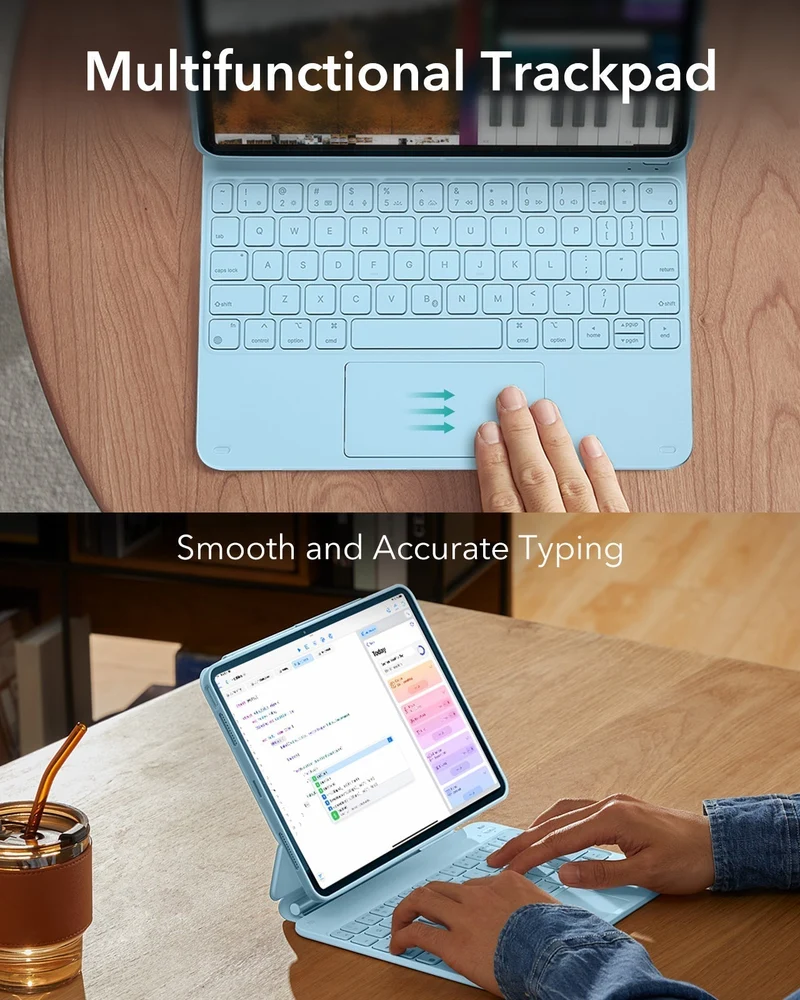 iPad Air 11" (M4) 2026 Bundle Rebound Magnetic Keyboard Case 360, Armorite & Paper-Feel Screen Protectors-US-Layout-Blue