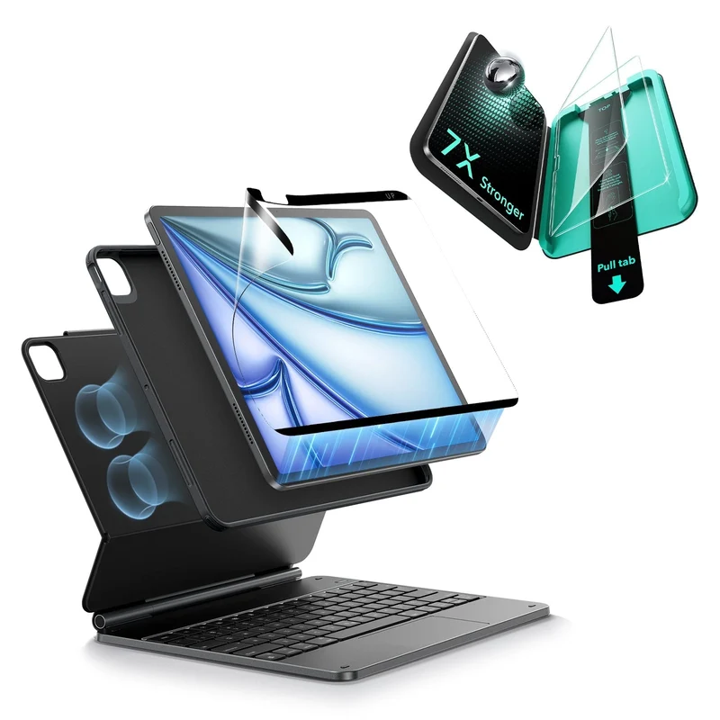 iPad Air 11" (M4) 2026 Bundle Rebound Magnetic Keyboard Case 360, Armorite & Paper-Feel Screen Protectors-US-Layout-Black