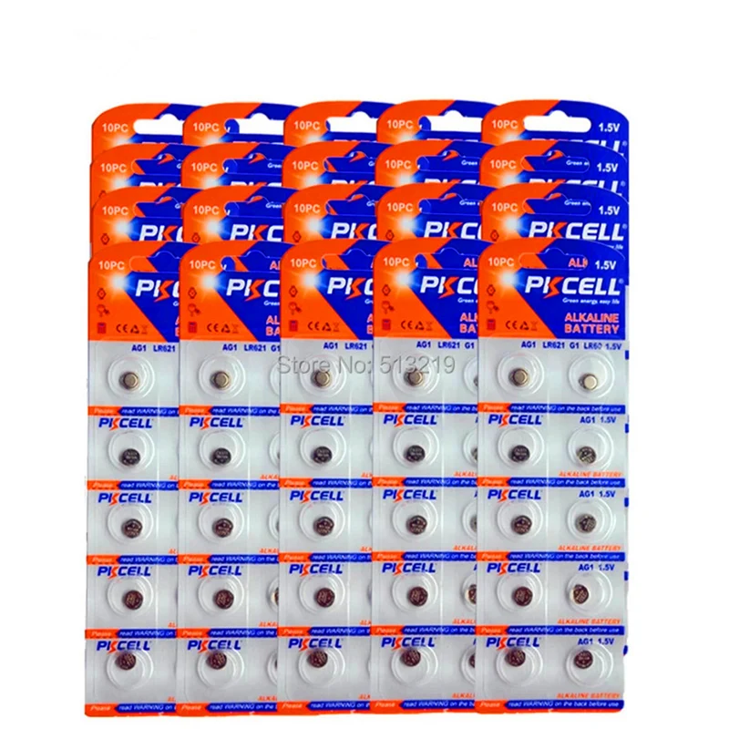 200pcs / 20 card AG1 1.5V Button Battery Alkaline Coin Cell Batteries For Clock ag1 364 sr621 sr60 sr60l batteries