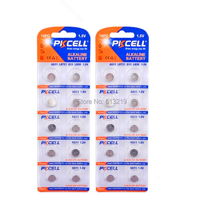 20 pieces G11 button Batteries AG11 LR721 G11 LR58 162 62A 362 SR721W 1.5 V alkaline battery equivalent