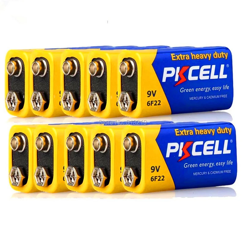 10pcs X PKCELL 9v thermometer battery Carbon Zinc Super Heavy Duty Batteries 6F22 mn1604 240min pp3 9v