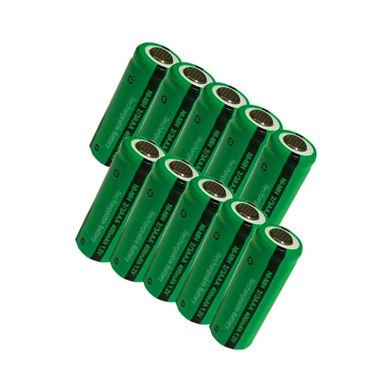 10pcs 2/3 AAA battery 400mah 1.2V nimh 2 3 AAA rechargeable batteries flat top for solar light toys