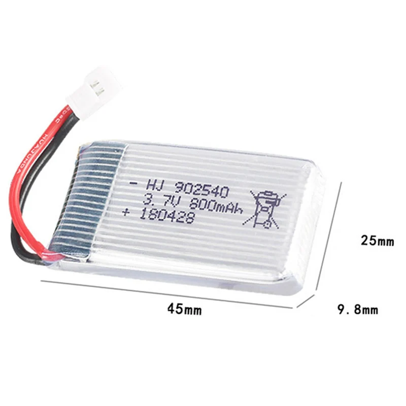 2 pieces 3.7V 800mAh 902540 Lipo Battery For WLtoys X5 X5C X5S X5SC X5HW RC car