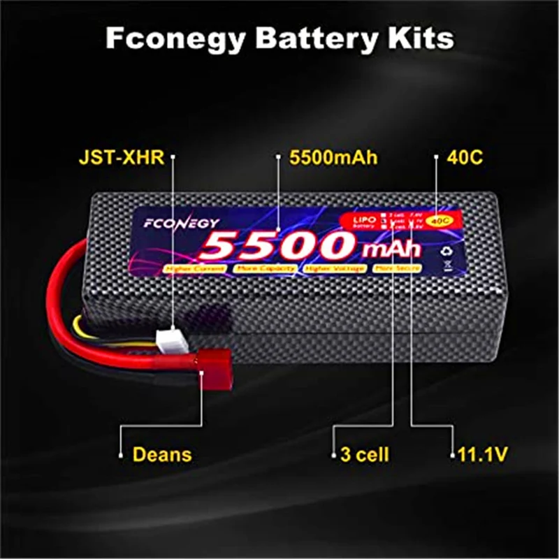 11.1V 5500mAh LiPo battery with Deans T connector for RC car boat，HPI, Tamiya, Kyosho brands