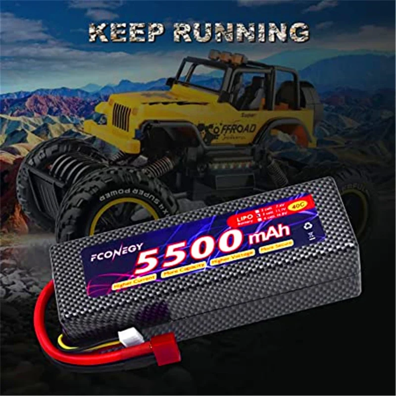 11.1V 5500mAh LiPo battery with Deans T connector for RC car boat，HPI, Tamiya, Kyosho brands