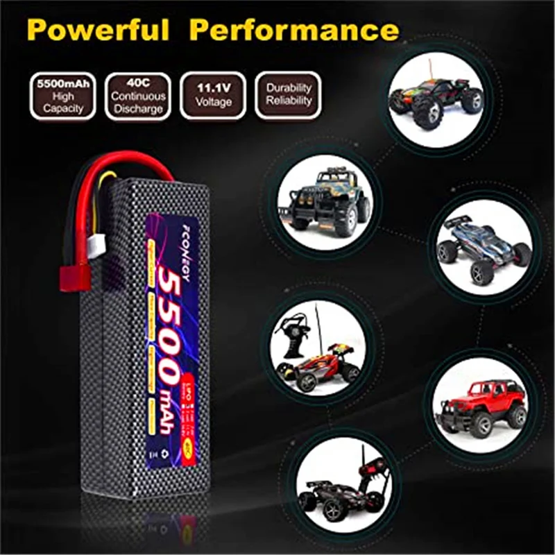 11.1V 5500mAh LiPo battery with Deans T connector for RC car boat，HPI, Tamiya, Kyosho brands