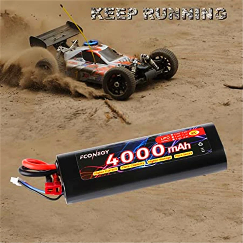 7.4V 4000mAh LiPo RC battery with Deans T connector for RC Buggy，Traxxas, LOSI, Team Associated