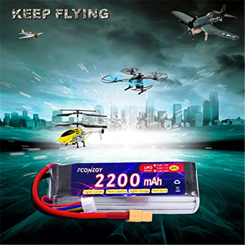 11.1V 2200mAh LiPo battery with XT60 connector for RC Quadcopter Drone FPV，LOSI, Team Associated, HPI, Tamiya, Kyosho