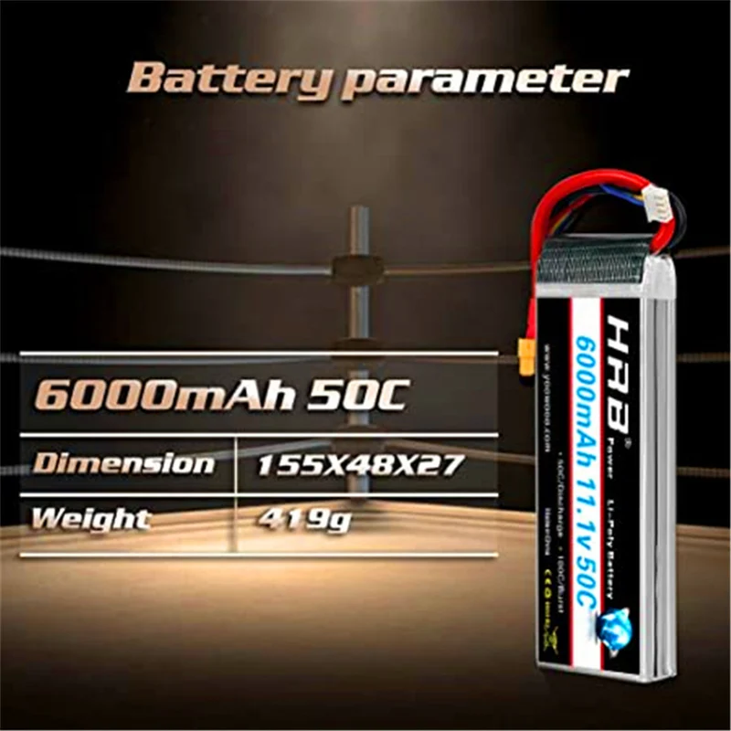 11.1V 6000mAh with XT60 connector for RC Hobby RC Car RC Helicopter RC Airplane RC Boat