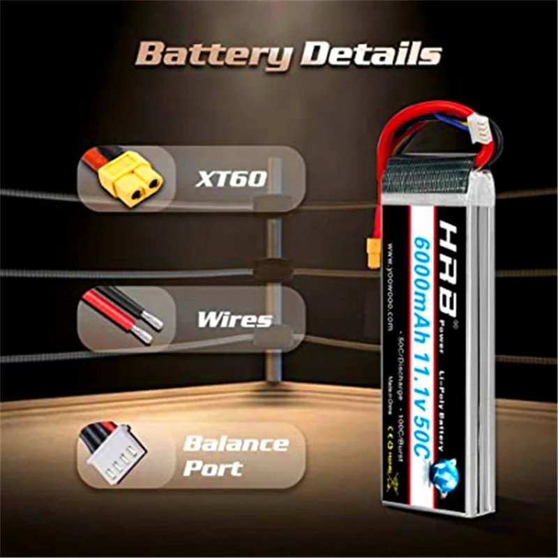 11.1V 6000mAh with XT60 connector for RC Hobby RC Car RC Helicopter RC Airplane RC Boat