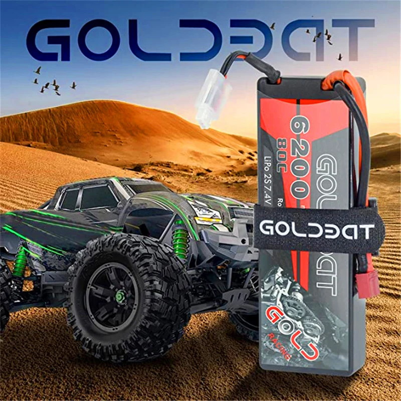 2 Packs 6200 mAh 7.4V Lipo battery with Female T-Connector for RC Car Airplane Helicopter