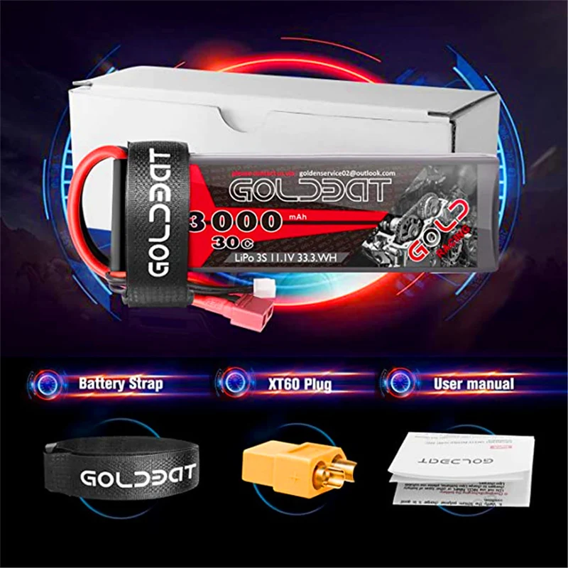 11.1V 3000mAh LiPo battery with Dean T connector for Traxxas Slash, Slash 4x4, Tamiya Super Clodbuster