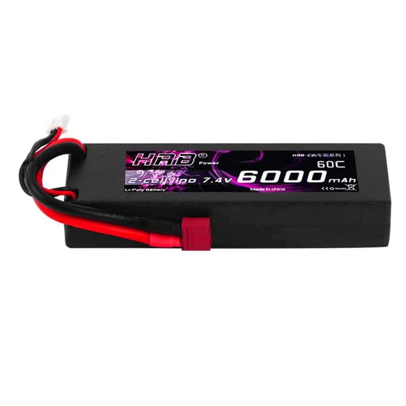 6000 mAh Lipo Battery 7.4V with Female T-Connector for RC Car Airplane Helicopter