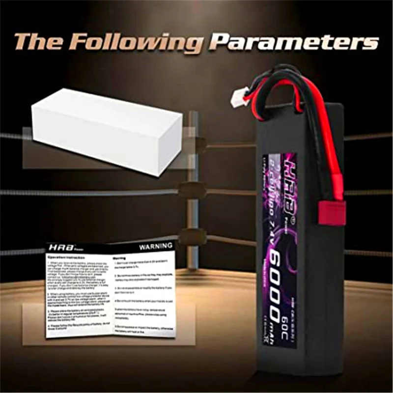 6000 mAh Lipo Battery 7.4V with Female T-Connector for RC Car Airplane Helicopter