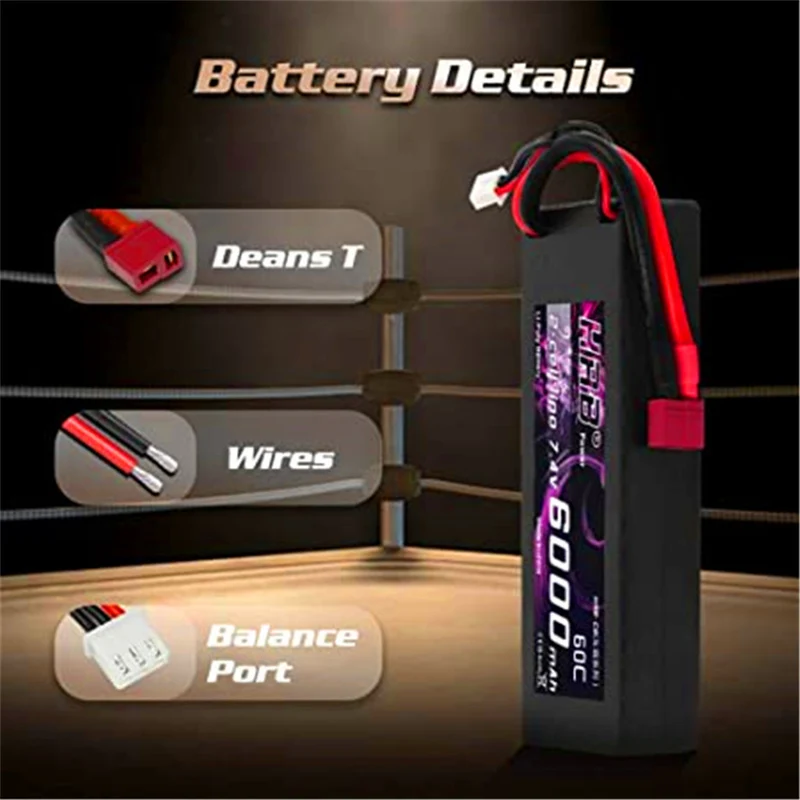 6000 mAh Lipo Battery 7.4V with Female T-Connector for RC Car Airplane Helicopter
