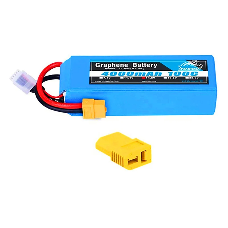 14.8V 4000mAh battery with XT60 and Deans T connector for airplane, multi-rotor, car, truck, boat
