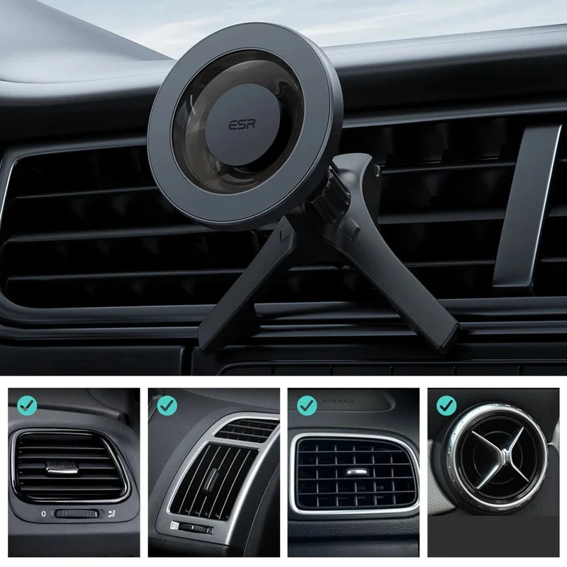 Magnetic Car Phone Mount (HaloLock) - Metallic Grey