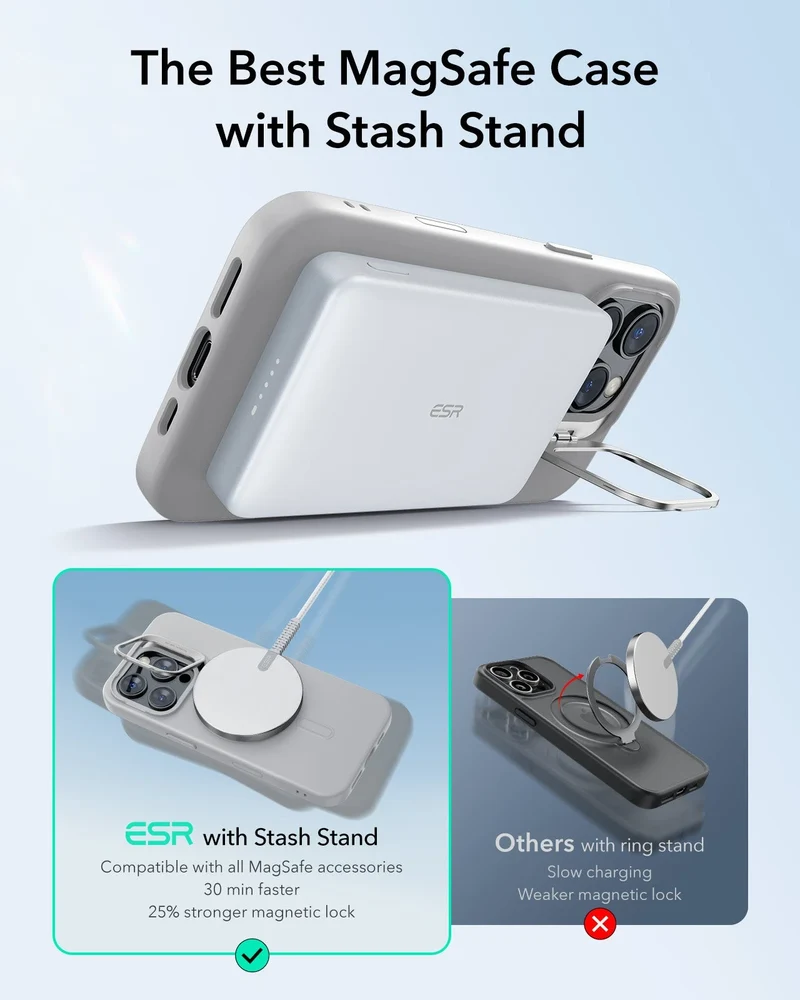 iPhone 16 Pro Cloud Soft Magnetic Case (Camera Control, Stash Stand) - Grey