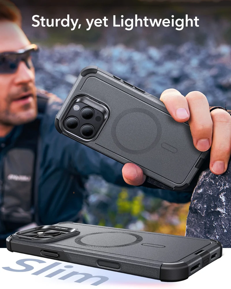 iPhone 16 Pro Max Cyber Tough Magnetic Case (Camera Control, Stash Stand) - Grey