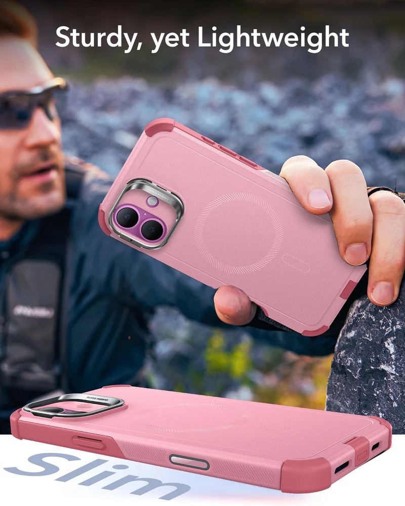 iPhone 16 Cyber Tough Magnetic Case (Camera Control, Stash Stand) - Pink