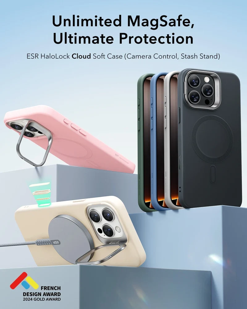 iPhone 16 Pro Max Cloud Soft Magnetic Case (Camera Control, Stash Stand) - Light Tan