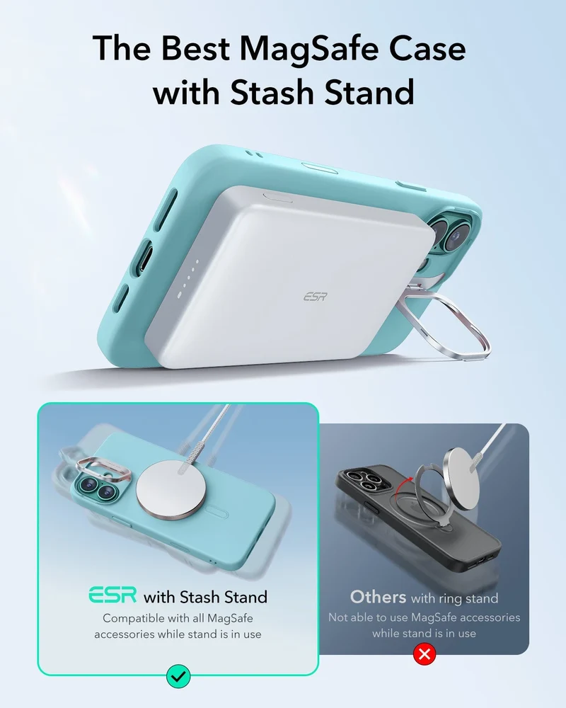 iPhone 16 Cloud Soft Magnetic Case (Camera Control, Stash Stand) - Teal